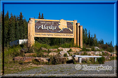 Welcome Empfangstafel für Besucher Alaskas
