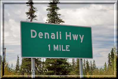 Alaska, Hinweisschild zum Denali Highway