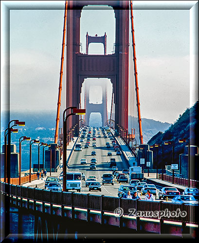 San Francisco, von der Nordseite schauen wir auf die Brücke und deren Fahrbahnen