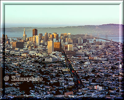 San Francisco 2, Ansicht auf die Skyline im goldenen Abendlicht