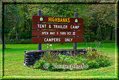 Hinweistafel zum Campground