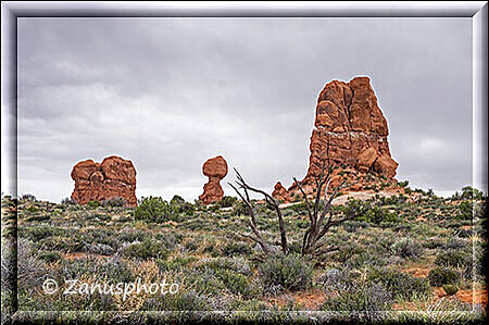 Arches Park, eine Weile später kommen wir zum Balanced Rock wo sich noch keine Besucher aufhalten