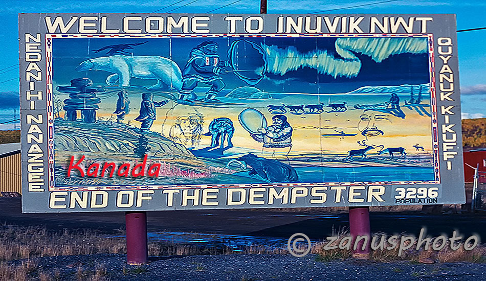 Kanada, Bild vom Ende des Dempster Highway in Inuvik